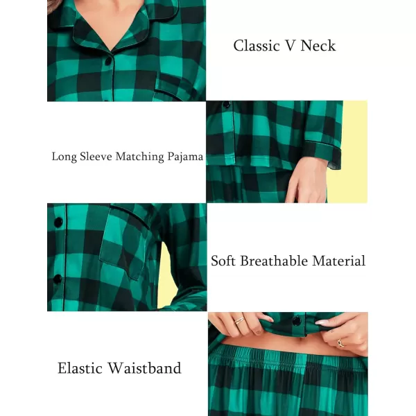 SWOMOG Matching Family Pajamas Christmas Pj Long Sleeve Plaid Holiday SleepwearMen Green Plaidbutton