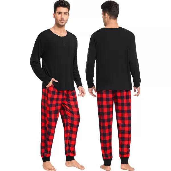 SWOMOG Matching Family Pajamas Christmas Pj Long Sleeve Plaid Holiday SleepwearMen Red Plaid