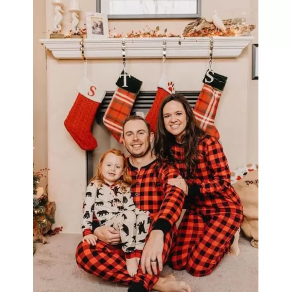 SWOMOG Matching Family Pajamas Christmas Pj Long Sleeve Plaid Holiday SleepwearMen Red Plaid