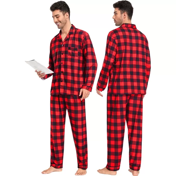 SWOMOG Matching Family Pajamas Christmas Pj Long Sleeve Plaid Holiday SleepwearMen Red Plaidbutton