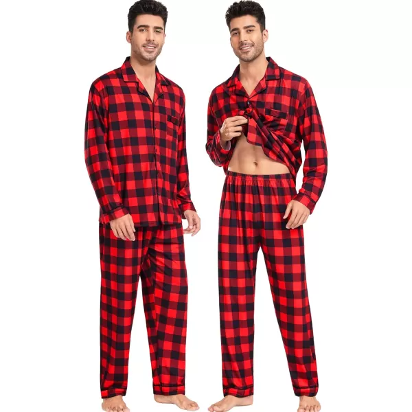 SWOMOG Matching Family Pajamas Christmas Pj Long Sleeve Plaid Holiday SleepwearMen Red Plaidbutton