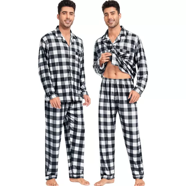 SWOMOG Matching Family Pajamas Christmas Pj Long Sleeve Plaid Holiday SleepwearMen White Plaidbutton