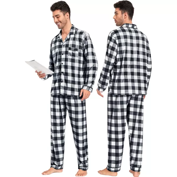 SWOMOG Matching Family Pajamas Christmas Pj Long Sleeve Plaid Holiday SleepwearMen White Plaidbutton