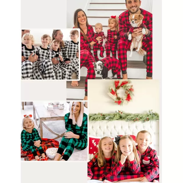 SWOMOG Matching Family Pajamas Christmas Pj Long Sleeve Plaid Holiday SleepwearWomen Green Plaid