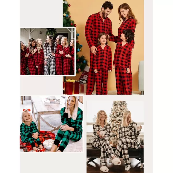 SWOMOG Matching Family Pajamas Christmas Pj Long Sleeve Plaid Holiday SleepwearWomen Green Plaidbutton