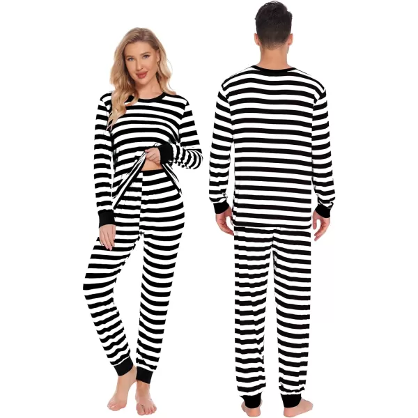 SWOMOG Matching Family Pajamas SetsOnesie Pajama Christmas PJs Holiday Nightwear with Long PantsButton Jumpsuit SleepwearKids 2 Pieceblack Thick Stripe