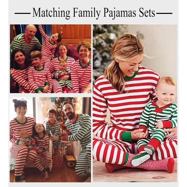 SWOMOG Matching Family Pajamas SetsOnesie Pajama Christmas PJs Holiday Nightwear with Long PantsButton Jumpsuit SleepwearKids 2 Piecegreen Stripe