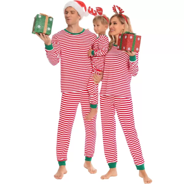 SWOMOG Matching Family Pajamas SetsOnesie Pajama Christmas PJs Holiday Nightwear with Long PantsButton Jumpsuit SleepwearKids 2 Piecered Stripe