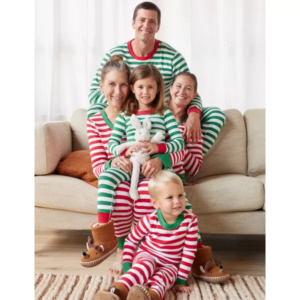 SWOMOG Matching Family Pajamas SetsOnesie Pajama Christmas PJs Holiday Nightwear with Long PantsButton Jumpsuit SleepwearKids 2 Piecered Thick Stripe