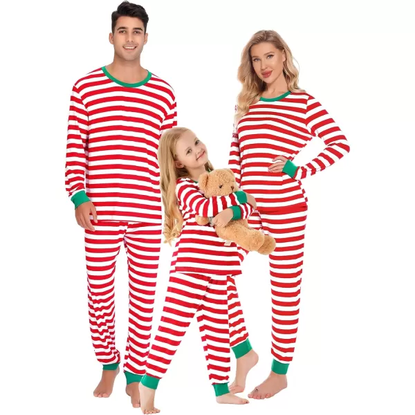 SWOMOG Matching Family Pajamas SetsOnesie Pajama Christmas PJs Holiday Nightwear with Long PantsButton Jumpsuit SleepwearKids 2 Piecered Thick Stripe