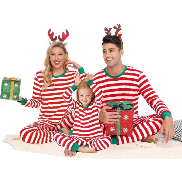 SWOMOG Matching Family Pajamas SetsOnesie Pajama Christmas PJs Holiday Nightwear with Long PantsButton Jumpsuit SleepwearKids 2 Piecered Thick Stripe