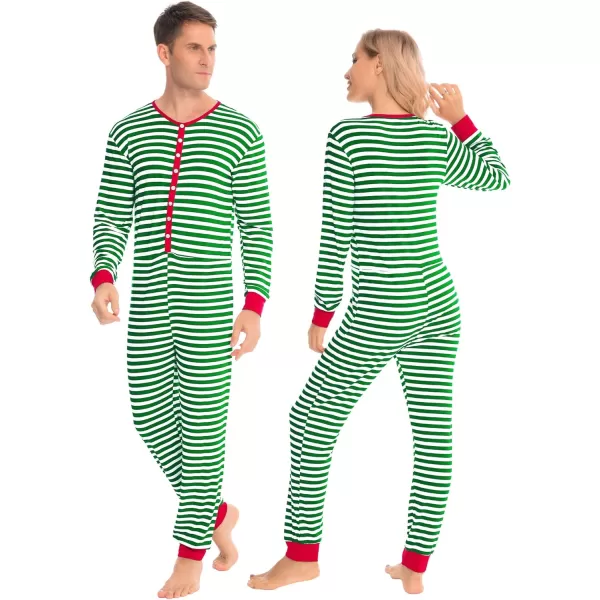 SWOMOG Matching Family Pajamas SetsOnesie Pajama Christmas PJs Holiday Nightwear with Long PantsButton Jumpsuit SleepwearKids Onesiegreen Stripe