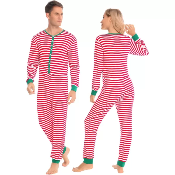 SWOMOG Matching Family Pajamas SetsOnesie Pajama Christmas PJs Holiday Nightwear with Long PantsButton Jumpsuit SleepwearKids Onesiered Stripe