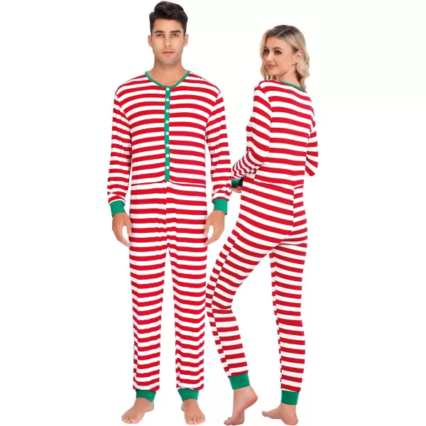 SWOMOG Matching Family Pajamas SetsOnesie Pajama Christmas PJs Holiday Nightwear with Long PantsButton Jumpsuit SleepwearKids Onesiered Thick Stripe