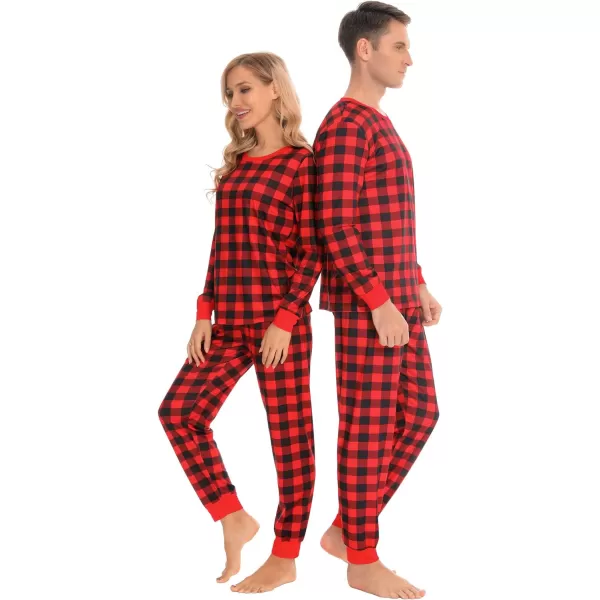 SWOMOG Matching Family Pajamas SetsOnesie Pajama Christmas PJs Holiday Nightwear with Long PantsButton Jumpsuit SleepwearMen 2 Piecered Plaid