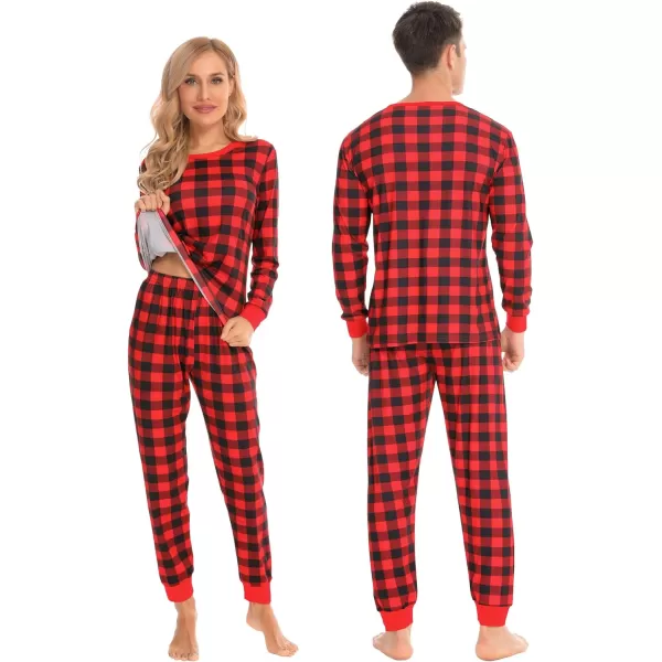 SWOMOG Matching Family Pajamas SetsOnesie Pajama Christmas PJs Holiday Nightwear with Long PantsButton Jumpsuit SleepwearMen 2 Piecered Plaid