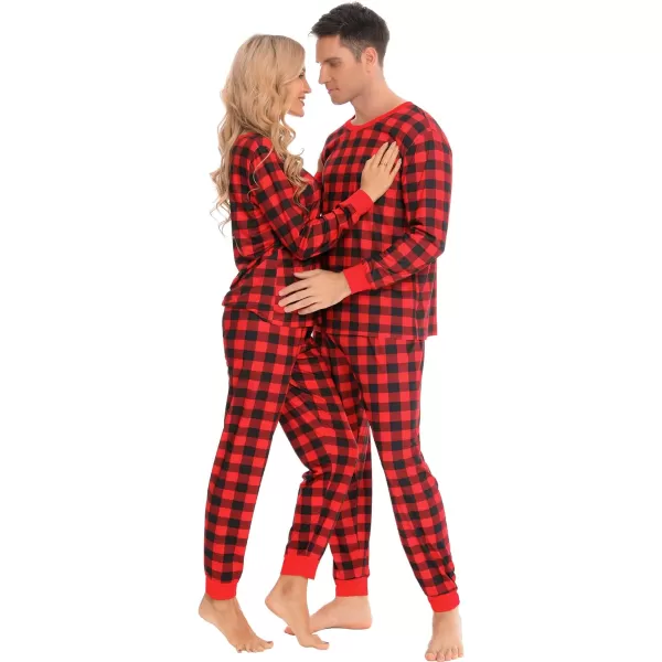 SWOMOG Matching Family Pajamas SetsOnesie Pajama Christmas PJs Holiday Nightwear with Long PantsButton Jumpsuit SleepwearMen 2 Piecered Plaid