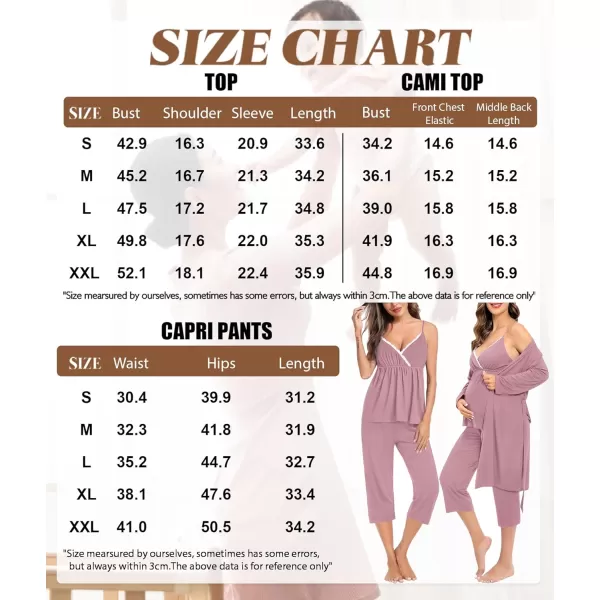 SWOMOG Maternity Nursing Robe Set 3 PCS Breastfeeding Capri Pajamas Set 3 in 1 Labor Delivery Sleepwear Pregnancy PjsTaro