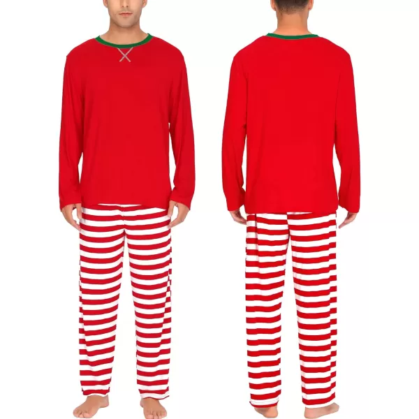 SWOMOG Men amp Women amp Kids Matching Pajama Sets for Family Couples Long Sleeve Sleepwear Plaid Striped Pants with PocketsMen Red Stripe