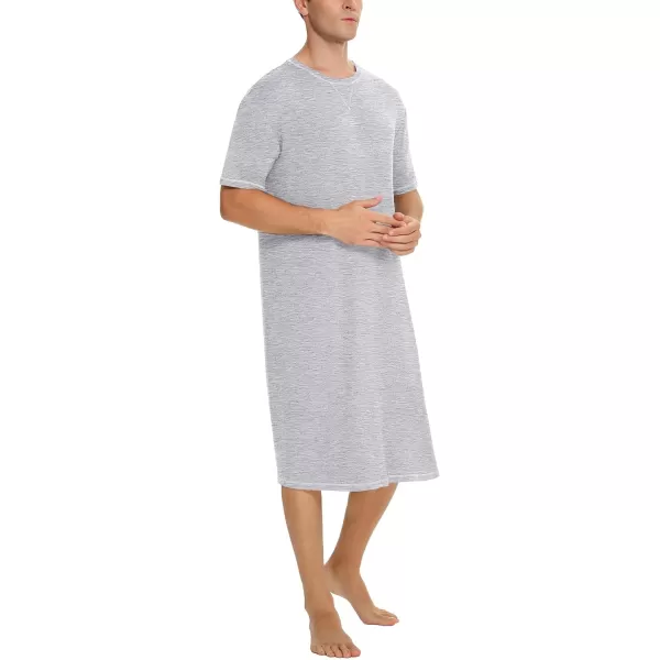 SWOMOG Mens Nightshirt Short Sleeve Nightgown Soft Loose Sleepwear Lightweight Nightwear Comfy Henley Sleep Shirt SXXLGrey