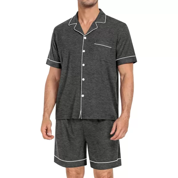 SWOMOG Mens Pajama Set Short Sleeve 2PCS Sleepwear Classic Button Down Loungewear Set Soft Modal Pj Set with PocketsDeep Grey