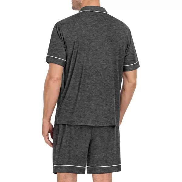 SWOMOG Mens Pajama Set Short Sleeve 2PCS Sleepwear Classic Button Down Loungewear Set Soft Modal Pj Set with PocketsDeep Grey