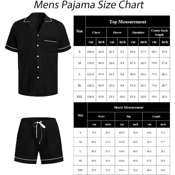 SWOMOG Mens Pajama Sets Short Sleeve Sleepwear Button Down Loungewear Soft Modal Lounge Pjs with Pockets SXXLBlack