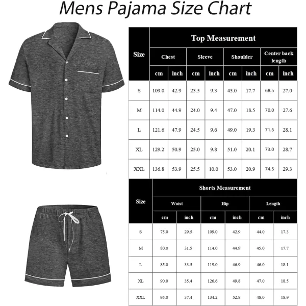 SWOMOG Mens Pajama Sets Short Sleeve Sleepwear Button Down Loungewear Soft Modal Lounge Pjs with Pockets SXXLDark Grey