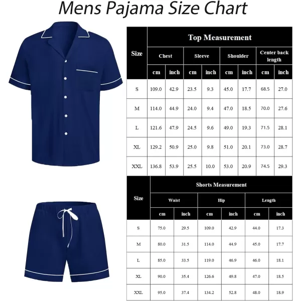 SWOMOG Mens Pajama Sets Short Sleeve Sleepwear Button Down Loungewear Soft Modal Lounge Pjs with Pockets SXXLNavy Blue