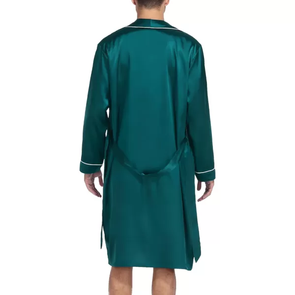 SWOMOG Mens Satin Robe Silky Kimono Bathrobe with Shorts Set Lightweight Soft Loungewear Nightwear0green