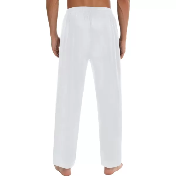 SWOMOG Mens Satin Silk Pajama Pant Long Pj Bottoms Soft Lounge Sleep Pants with PocketsA White