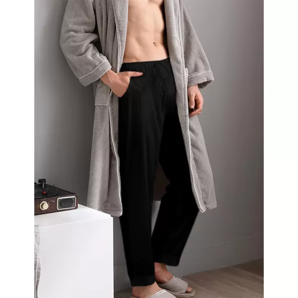 SWOMOG Mens Satin Silk Pajama Pant Long Pj Bottoms Soft Lounge Sleep Pants with PocketsB BlackWhite