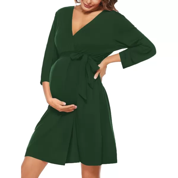 SWOMOG Nursing Robes Maternity Dress 2 Piece Nightgown for Breastfeeding 3in1 Hospital Labor Delivery Bathrobe Nursing DressArmy Green