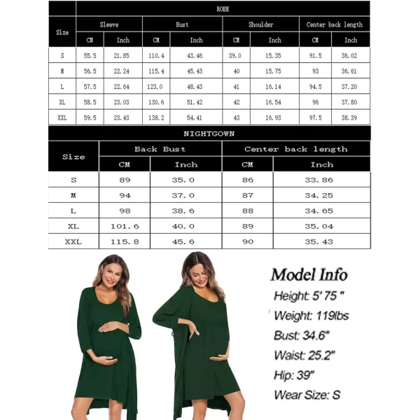 SWOMOG Nursing Robes Maternity Dress 2 Piece Nightgown for Breastfeeding 3in1 Hospital Labor Delivery Bathrobe Nursing DressArmy Green