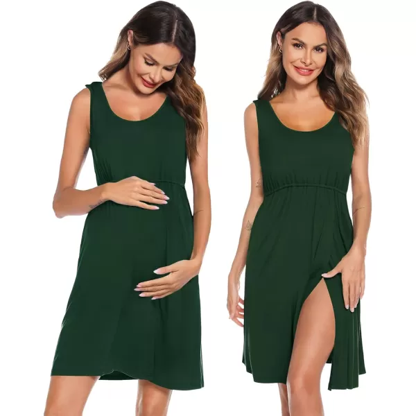 SWOMOG Nursing Robes Maternity Dress 2 Piece Nightgown for Breastfeeding 3in1 Hospital Labor Delivery Bathrobe Nursing DressArmy Green