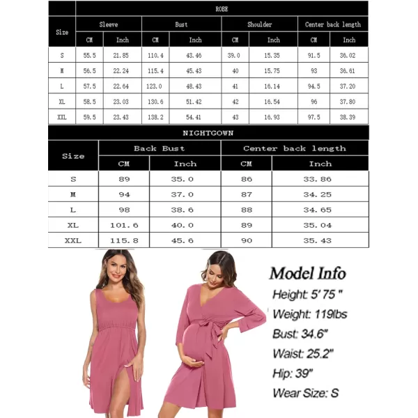 SWOMOG Nursing Robes Maternity Dress 2 Piece Nightgown for Breastfeeding 3in1 Hospital Labor Delivery Bathrobe Nursing DressCoral