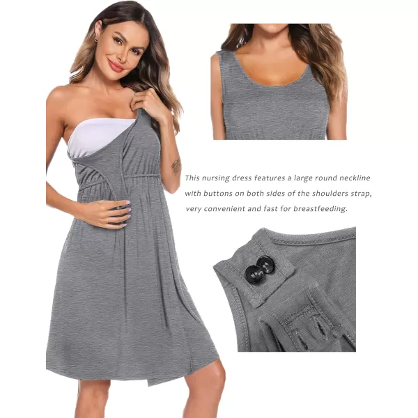 SWOMOG Nursing Robes Maternity Dress 2 Piece Nightgown for Breastfeeding 3in1 Hospital Labor Delivery Bathrobe Nursing DressGrey