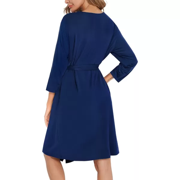 SWOMOG Nursing Robes Maternity Dress 2 Piece Nightgown for Breastfeeding 3in1 Hospital Labor Delivery Bathrobe Nursing DressNavy Blue