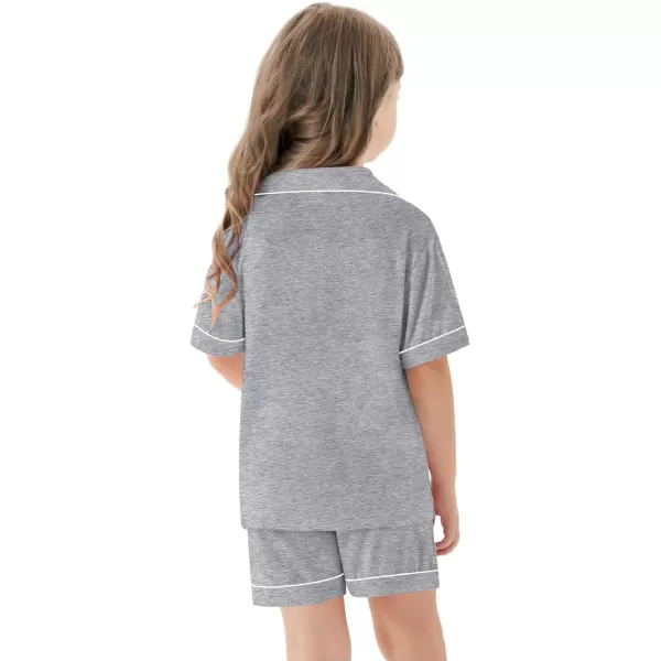 SWOMOG Unisex Girls Boys Modal Pajamas Set ButtonDown PJs Short Sleeve Sleepwear TwoPiece Lounge SetsGray