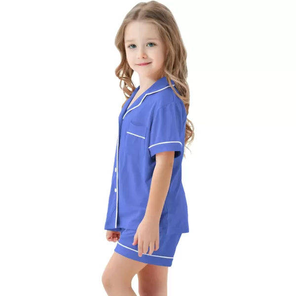 SWOMOG Unisex Girls Boys Modal Pajamas Set ButtonDown PJs Short Sleeve Sleepwear TwoPiece Lounge SetsLavender