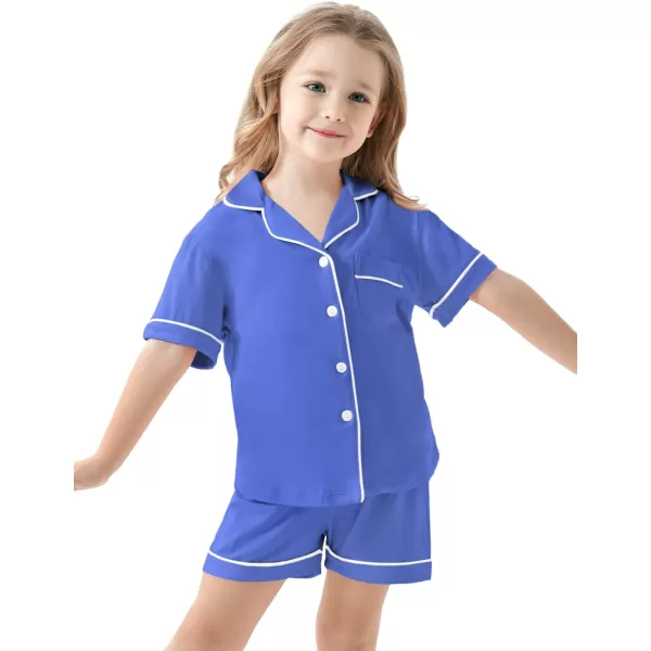 SWOMOG Unisex Girls Boys Modal Pajamas Set ButtonDown PJs Short Sleeve Sleepwear TwoPiece Lounge SetsLavender