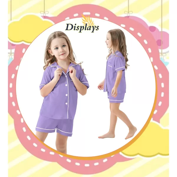 SWOMOG Unisex Girls Boys Modal Pajamas Set ButtonDown PJs Short Sleeve Sleepwear TwoPiece Lounge SetsPurple