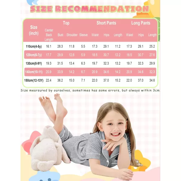 SWOMOG Unisex Kids 3pcs Pajama Set Soft Modal Button Down Sleepwear for Boys Girls Lounge SetsGray