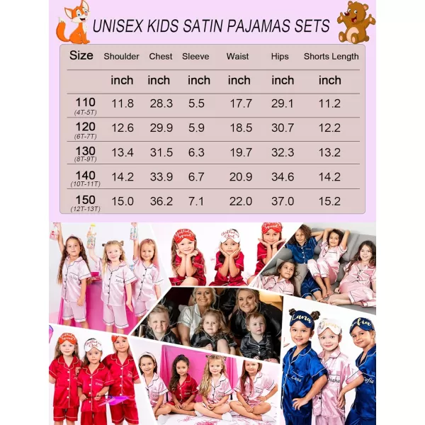 SWOMOG Unisex Kids Silk Satin Pajamas Sets Girls Boys Pjs Set ButtonDown Sleepwear Short Sleeve Nightwear 2 Piece Lounge SetMisty Rose