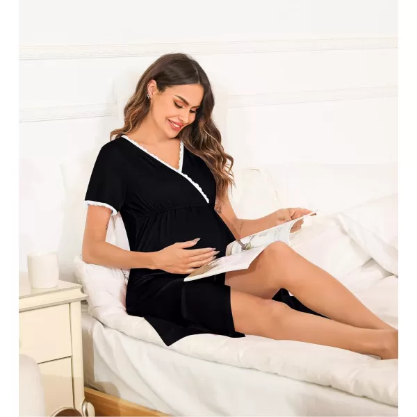 SWOMOG Women 3 in 1 DeliveryLaborNursingMaternity Nightgown Short Sleeve Pleated Hospital Dress for BreastfeedingSXXLSWOMOG Women 3 in 1 DeliveryLaborNursingMaternity Nightgown Short Sleeve Pleated Hospital Dress for BreastfeedingSXXL