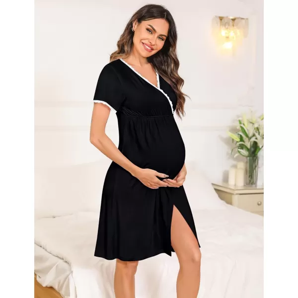 SWOMOG Women 3 in 1 DeliveryLaborNursingMaternity Nightgown Short Sleeve Pleated Hospital Dress for BreastfeedingSXXLSWOMOG Women 3 in 1 DeliveryLaborNursingMaternity Nightgown Short Sleeve Pleated Hospital Dress for BreastfeedingSXXL