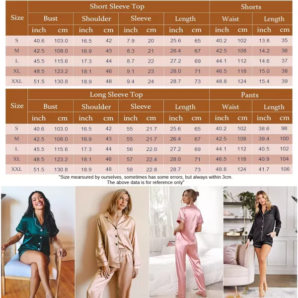 SWOMOG Women 4 Pcs Silk Satin Pajamas Set Button Down Sleepwear Loungewear Pj SetsChampagne