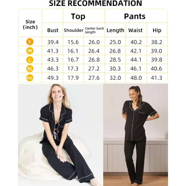 SWOMOG Women Pajama Sets TwoPiece Nightwear Short Sleeve Sleepwear Button Down Pj Lounge Sets with Long PantsPiping Pants and Sleeveblack Gray