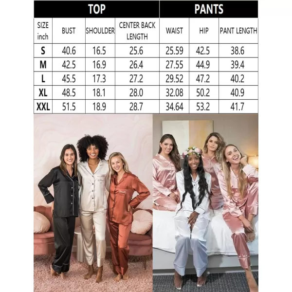 SWOMOG Women Silk Satin Pajama Set Long Sleeve Button Down Sleepwear 2Pcs Pjs Soft Loungewear with Pockets SXXLChampagne