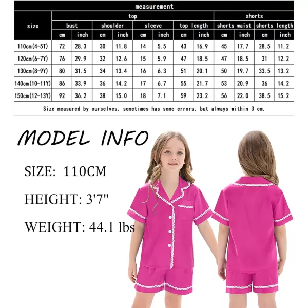 SWOMOG Women amp Girls Silk Satin Pajamas Set 2 Pcs Lace Pjs Button Down Sleepwear Nightwear Gifts for KidMom Mothers DayKids Rose Red